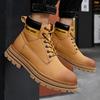 Martin Boots Men's Winter High-top British Style Thick-soled Tooling Big Yellow Boots Men's Medium-top Waterproof Retro Locomotive Tide Shoes