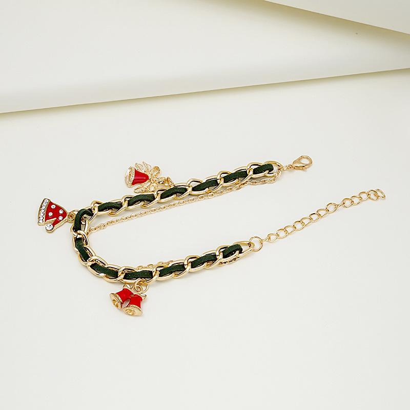 Европейский и американский рождественский браслет с подвесками в виде елки, снеговика, леденца и многослойными цепочками - ручное украшение для женщин