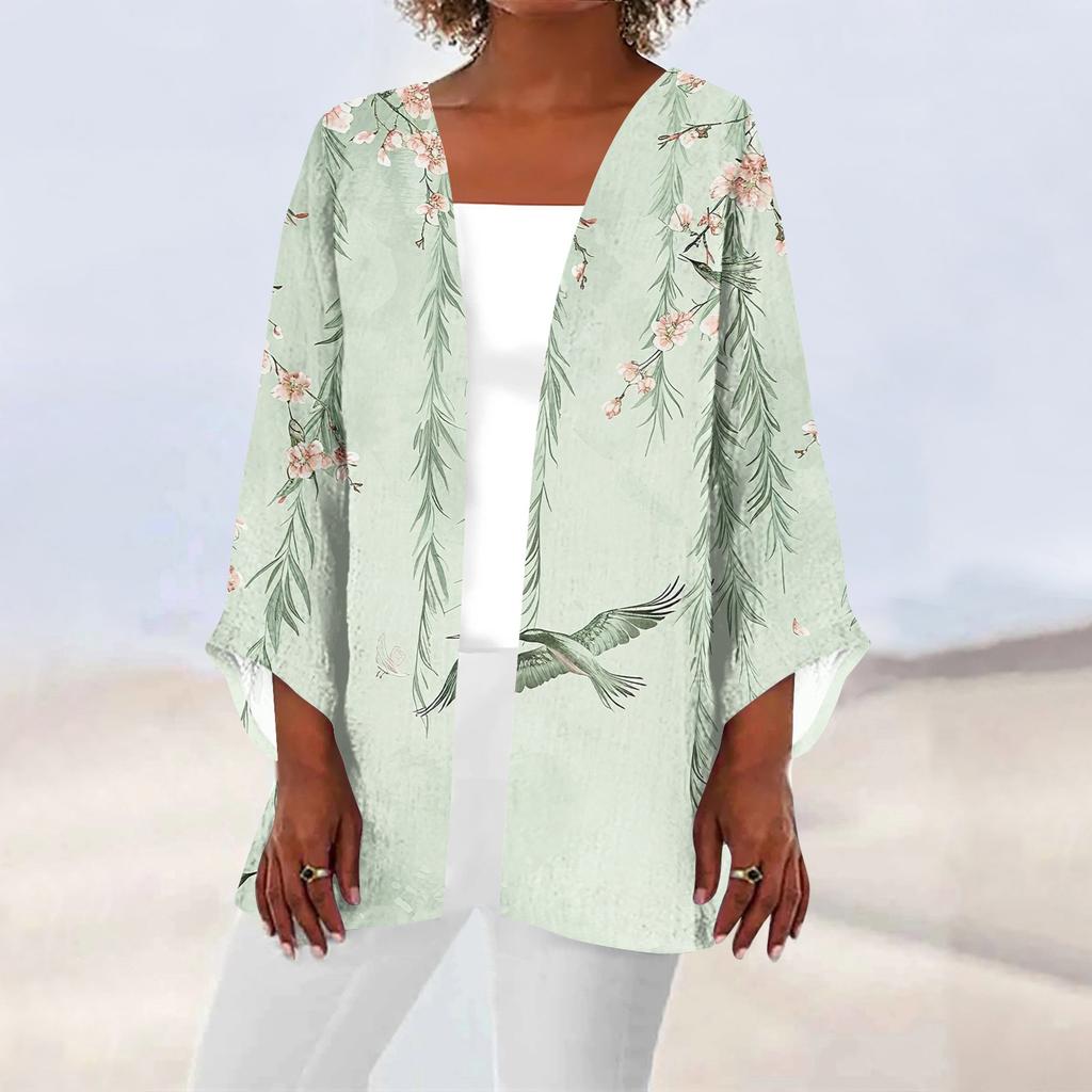 Женская повседневная модная легкая куртка средней длины с принтом, кардиган