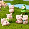 7pcs Small Animal Ornaments PVC Handicrafts Cute Pig Micro-landscape Bonsai Succulent Satchel Watermelon Decorative Ornaments