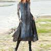 Women's Fashion Casual Printed Round Neck Pullover Slim Fitting Long Sleeve Dress