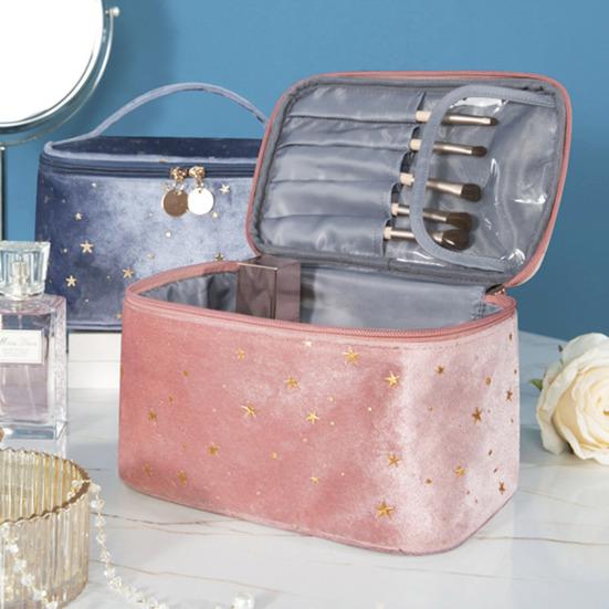 Бархатный футляр для хранения косметики в стиле ретро, ​​органайзер для путешествий со звездой и вышивкой