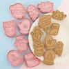 8pcs/set Cartoon Plastic Baking Mold Christmas Cookie Cutter Fudge Chocolate Cake Dessert Baking Decoration Tool Cake Mold