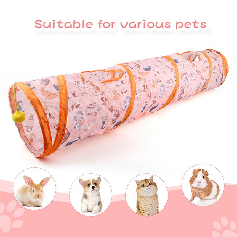 Креативный печатный туннель для кошек Складной туннель для кошек Дышащие интерактивные игрушки для домашних животных Товары для упражнений для котят Игрушки для котят
