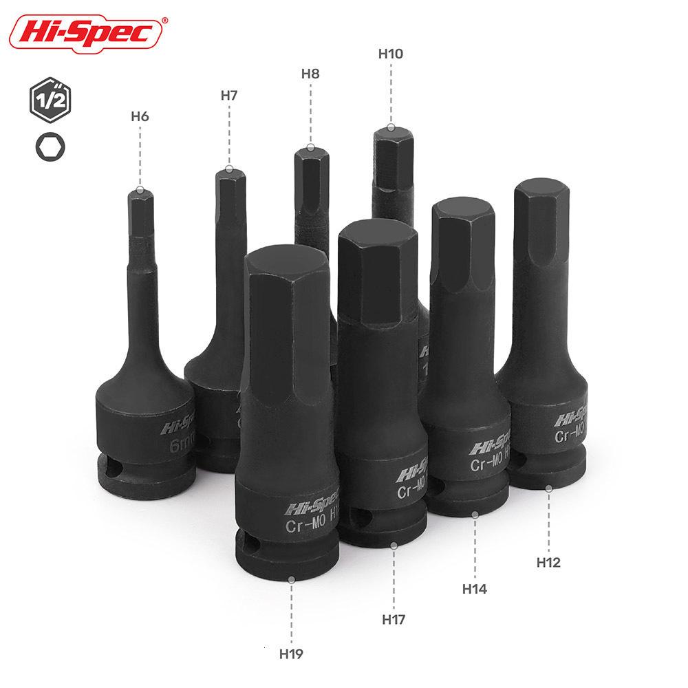 Hi-Spec 1/2 Impact Screwdriver Hex Bit Socket Heavy Duty Electric Wrench Drill Adapter H5 to H19 Cr-Mo Hand Tool for Auto Repair