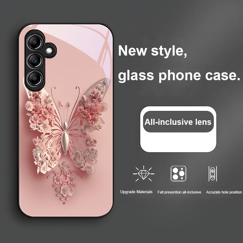 Стеклянный чехол для телефона Samsung Galaxy A01 A02 A03 Core A04 A14 4G A13 A54 A34 31 20 25 23 22 5G S21 Ultra S20 Летающие бабочки