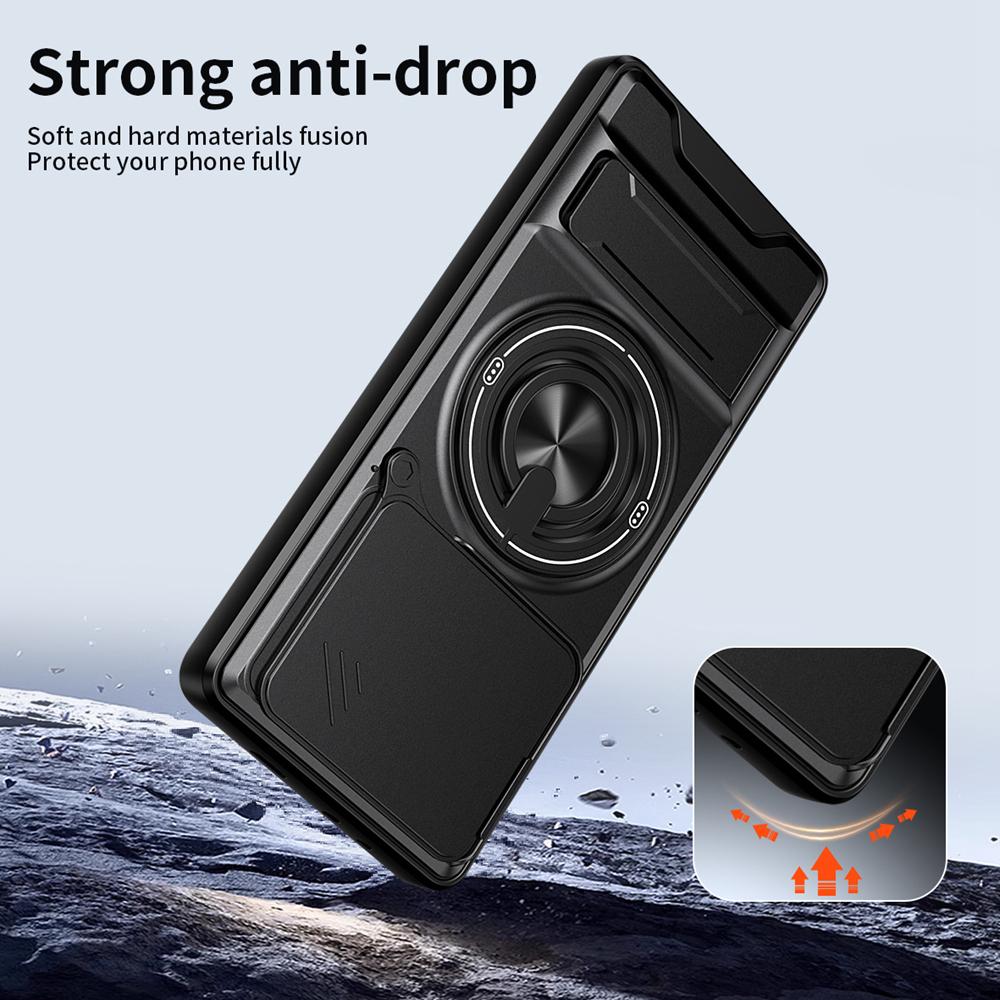 KEYSION Магнитный чехол для телефона Infinix GT 20 Pro 5G Защита камеры со сдвижной крышкой Вертикальная подставка Кольцо 360° Ударопрочная задняя крышка