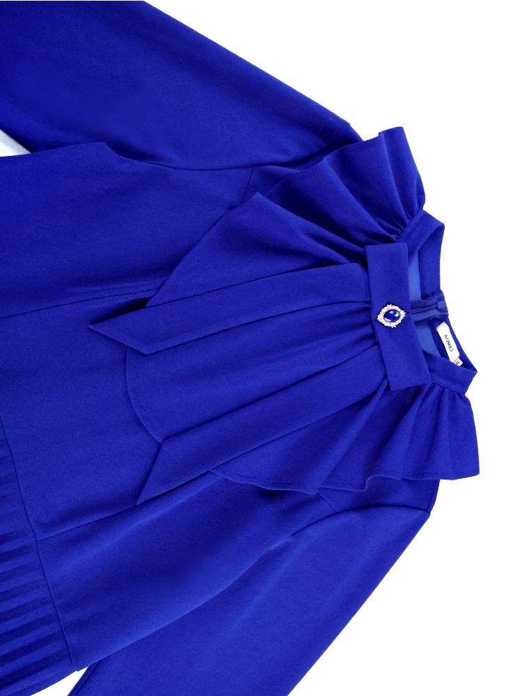 Элегантные женские платья А-силуэта с плиссировкой, оборками, большим бантом, длинными рукавами, для церкви, вечерней вечеринки, дня рождения, свадьбы, гостя, осенние, новые, для особого случая