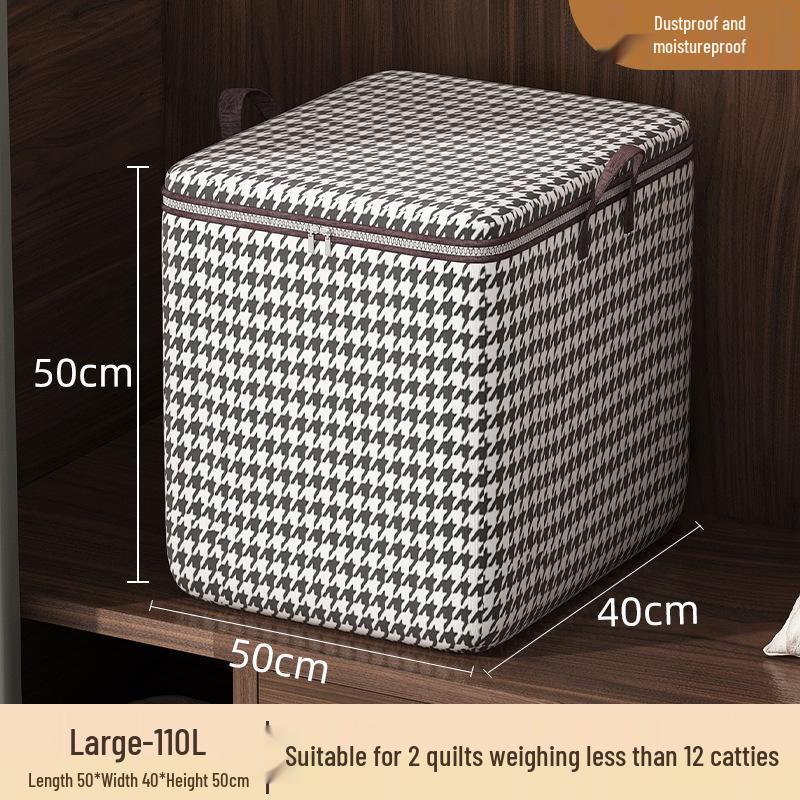 Сумка для хранения одеял в клетку «гусиная лапка» большой вместимости, влаго- и плеснестойкая, нетканая сумка для переезда