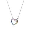 New S925 Silver Rainbow Zircon Love Necklace Full of Diamond Color Treasure Interlocking Collarbone Chain Fashion