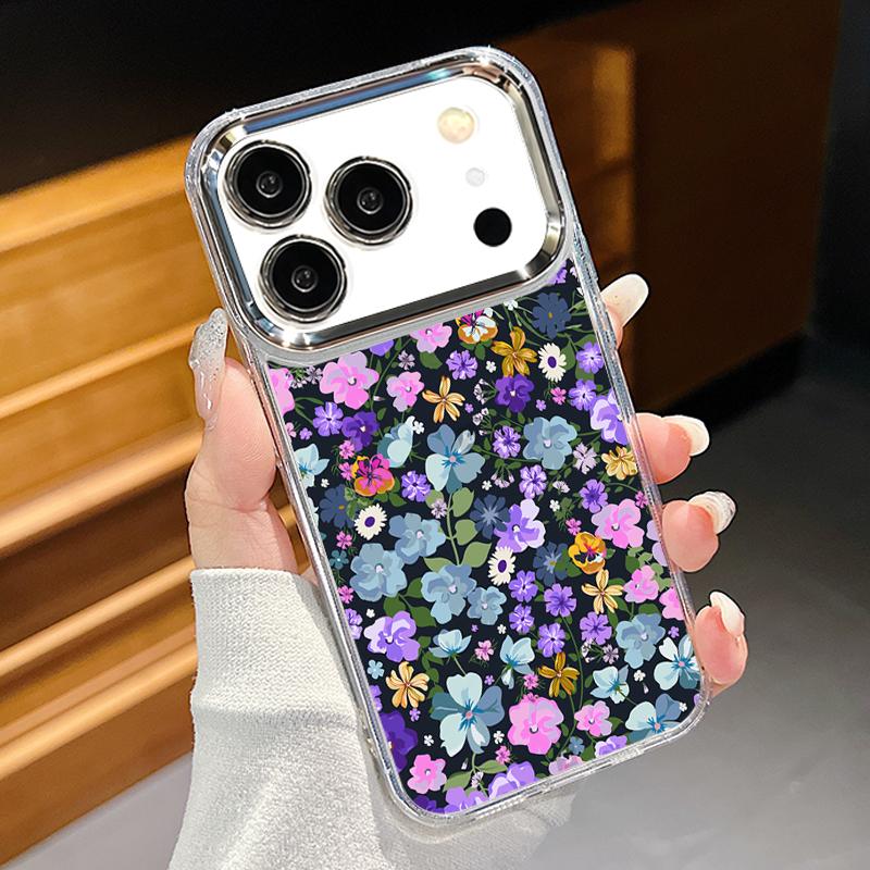 Масляная живопись Цветочный чехол Для iPhone 17 Pro Max iPhone 16 15 14 13 Pro Max 11 17e 16e Покрытие Рамка объектива Прозрачная Мягкая силиконовая задняя крышка
