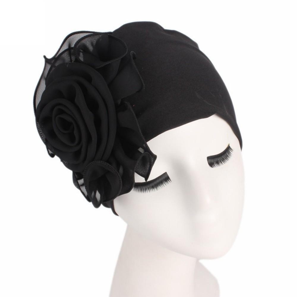 One Size Side Flower Ramadan Hijab Big Flower Islamic Headscarf Women's Turban Cap  Ladies Headwear
