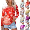 Women's Casual Fashion Sexy Comfort Christmas Printed V-Neck Button Long Sleeve