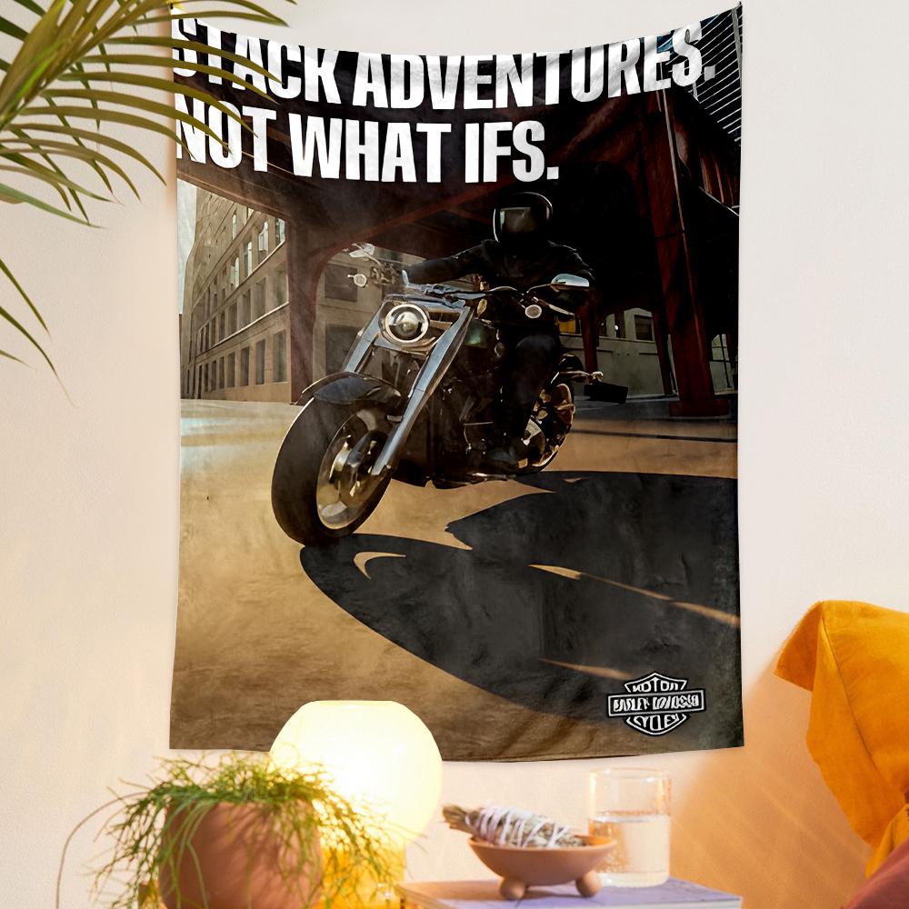 Build Adventures Harley Davidson Vintage Tapestry Wall Hanging Tapestry for Dorm Room Home Decor