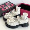 Модные милые туфли Мэри Джейн из кожи с круглым носком и бантом, универсальные туфли на толстой подошве для JK-униформы и Лолиты для женщин, повседневные лоферы на толстом каблуке