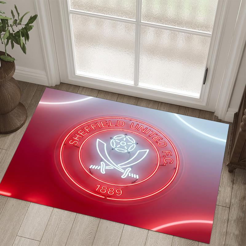 Sheffield United Football Design Crystal Velvet Carpet Cozy Non?Slip Printed Rug For Bedroom Living Room Entrance