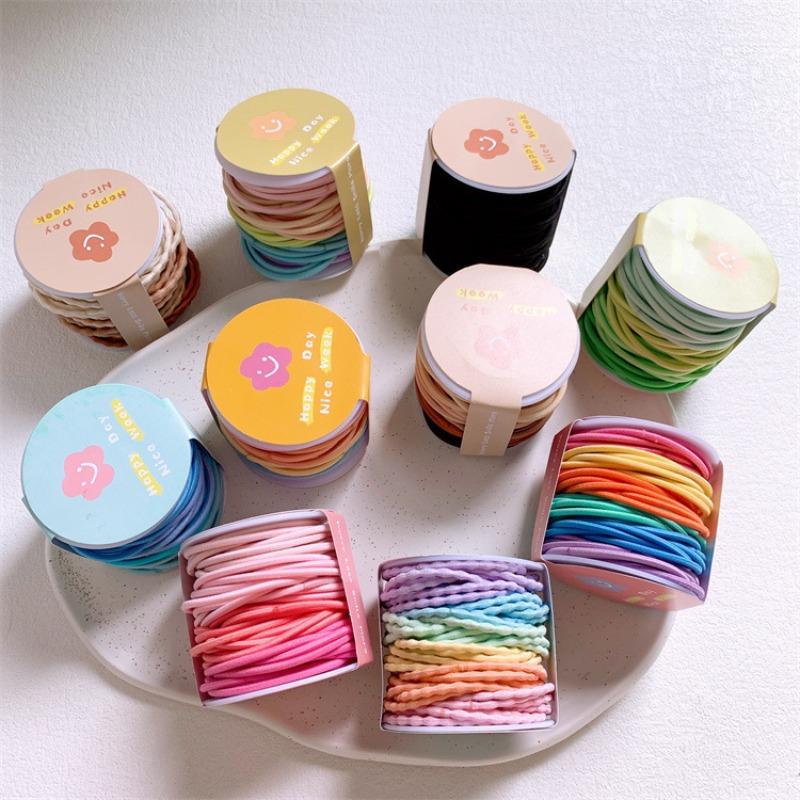 Hair Ring Thread Head Rope High Pony Tail Hair Rope Rubber Tendon Children's Rubber Tendon Girls' Hair Rope Elastic Hair Ring Colored Hair Rope
