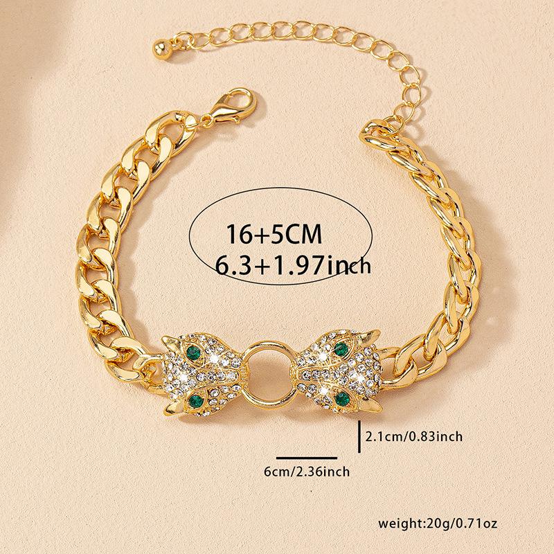 European and American Minimalist Round Leopard Head Enamel Bracelet