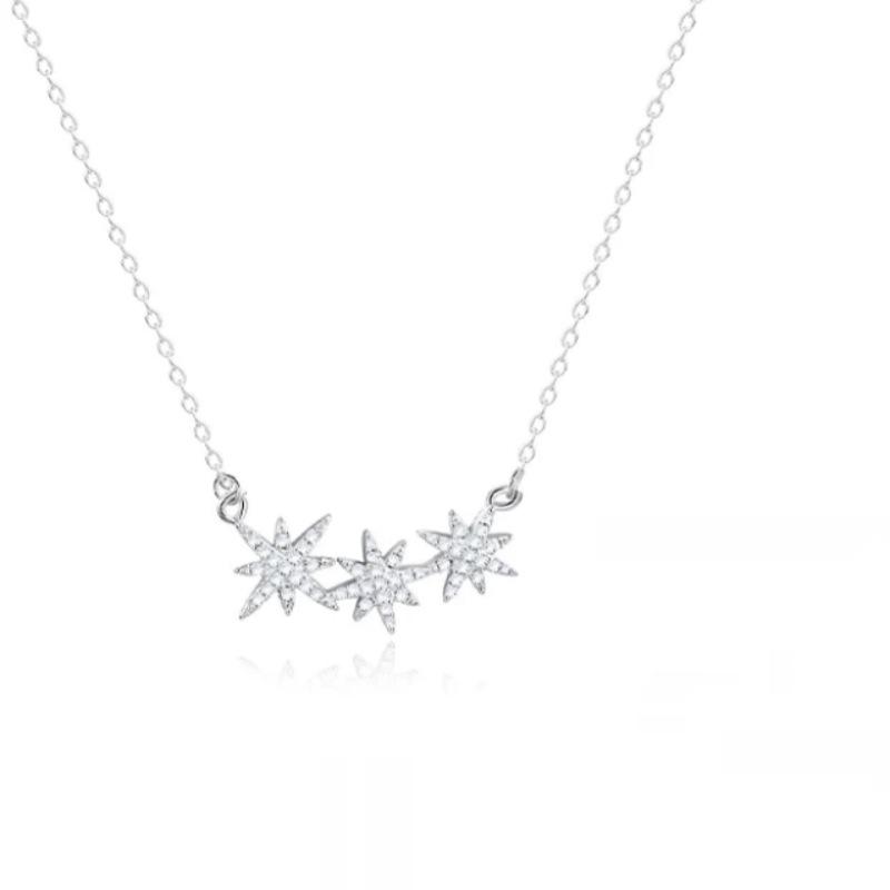 S925 sterling silver wish meteor necklace for women, new niche accessory, full diamond eight-pointed star light luxury necklace