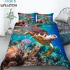 Sea Turtle Duevt Cover Set King Size Ocean Turtle Themed Comforter Cover for Teens Boys and Girls Soft Polyester Quilt Cover