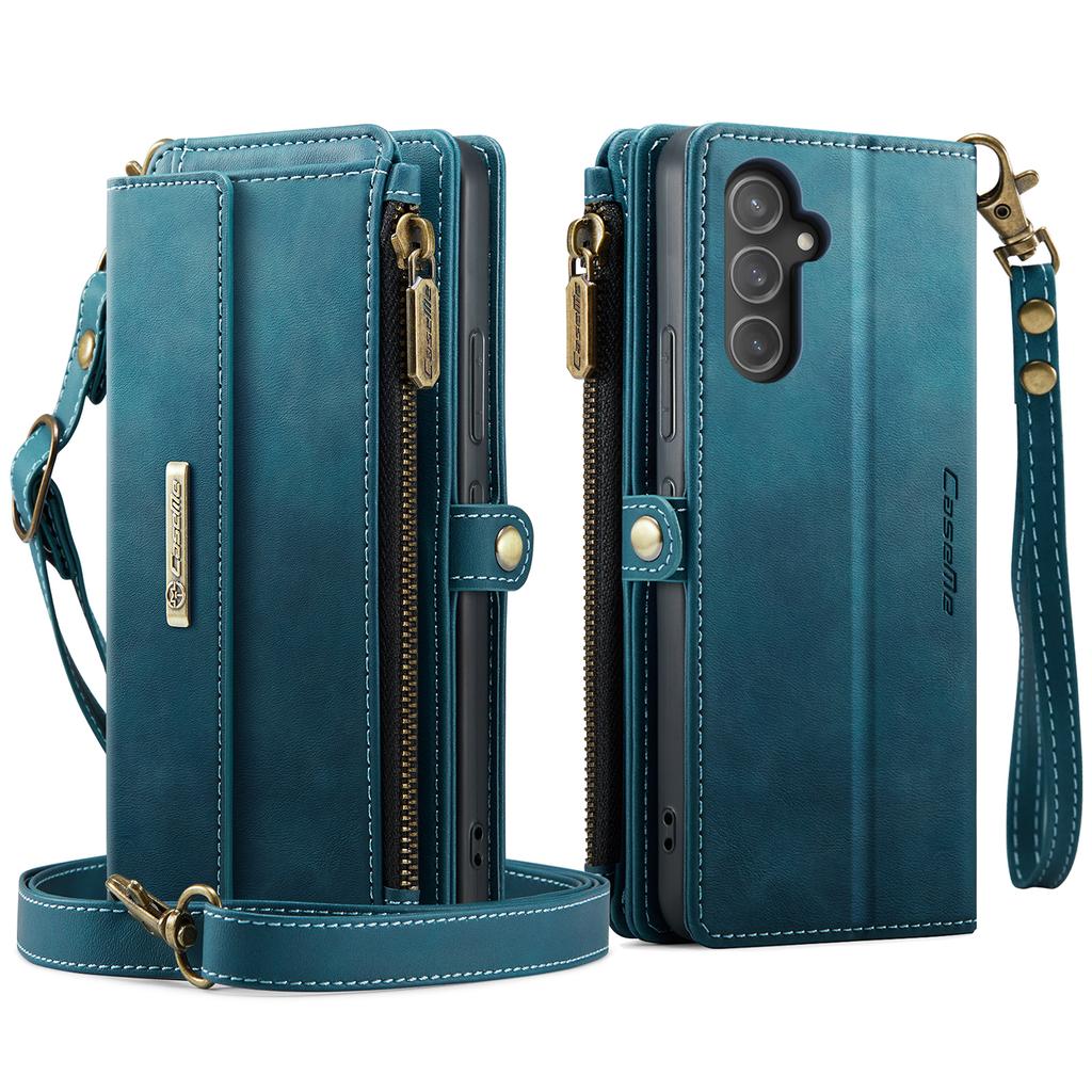 For Samsung Galaxy A54 5G Case CASEME C39 RFID Blocking Zipper Wallet Stand Leather Cover with Strap