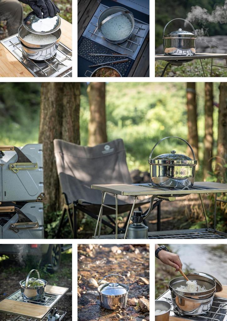 CAMPING MOON Кемпинговая рисоварка для отдыха на природе из нержавеющей стали, алюминиевая, трехслойная, 3,0 л, CC-21