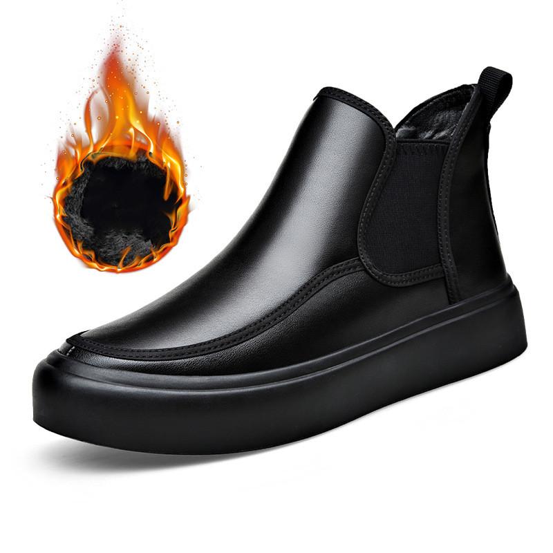 Модные мужские повседневные ботинки челси, черные модные туфли из натуральной кожи, ковбойские ботинки на платформе, вечерние платья для выпускного вечера, осень-зима, ботинки по щиколотку, мужские