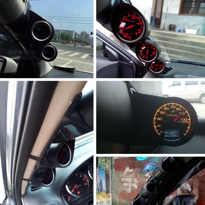 60mm Car Gauge Pod Universal Black/Carbon Single Double Triple Car Meters Holder for Left Drive Car for 60mm Gauges