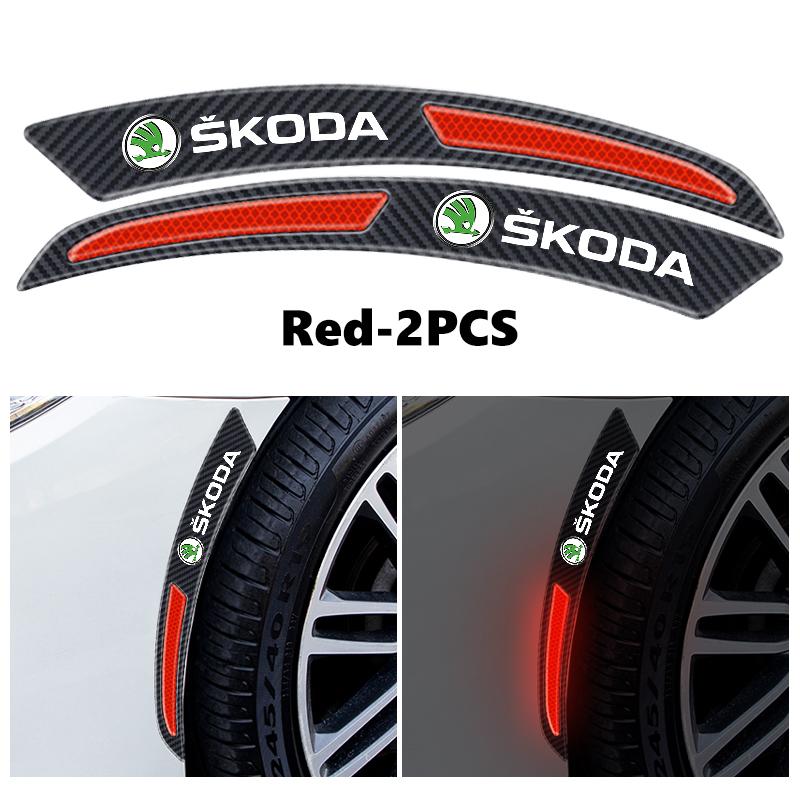 Cycr3 Для Skoda Углеродное волокно Наклейка на колесо автомобиля, накладка на крыло, светоотражающие полосы, предупреждающая полоса-защита Octavia Superb RAPID FABIA