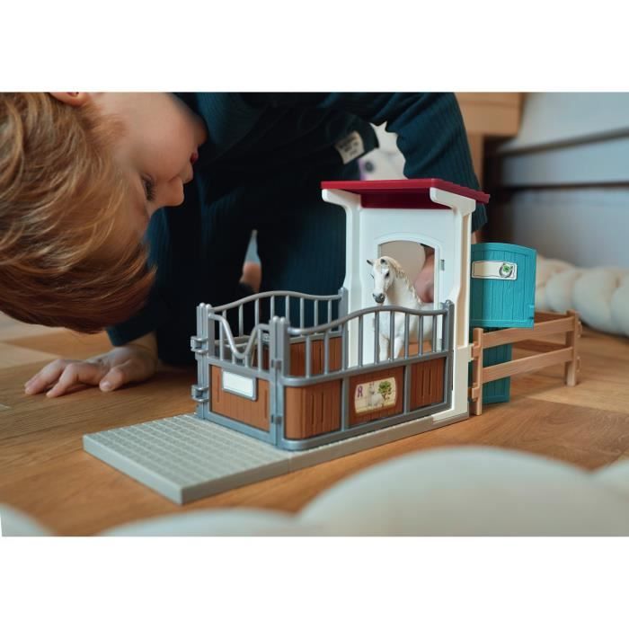 Box avec étalon Pur Sang anglais, Extension pour écurie schleich pour enfant, Schleich 42569 HORSE CLUB, dès 5 ans