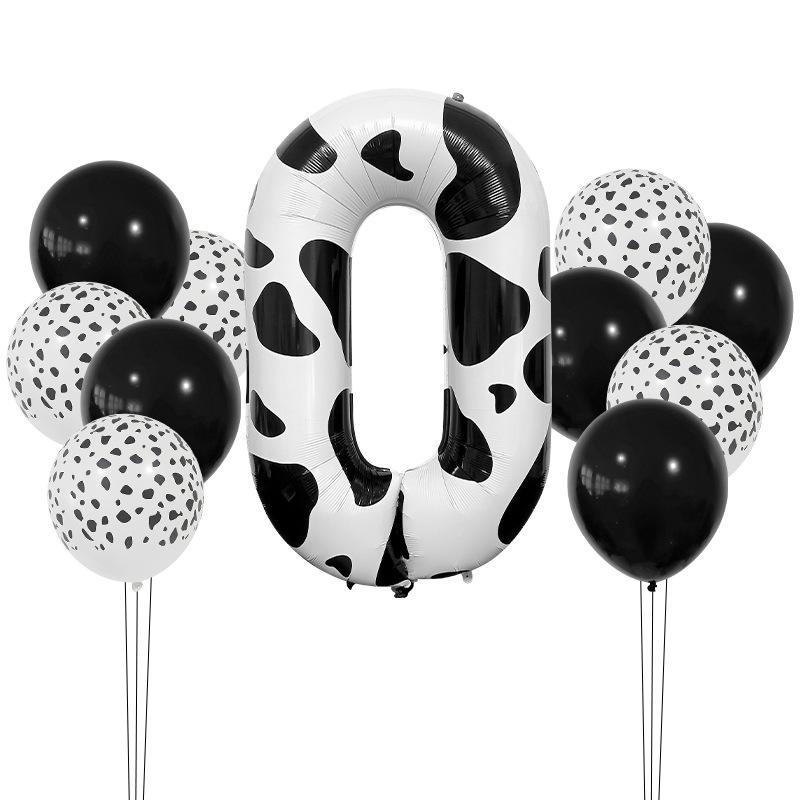 Cow Jungle Theme Balloon Set 40 Inch Black And White Digital Latex Balloon Decoration Birthday Party Decoration Photo
