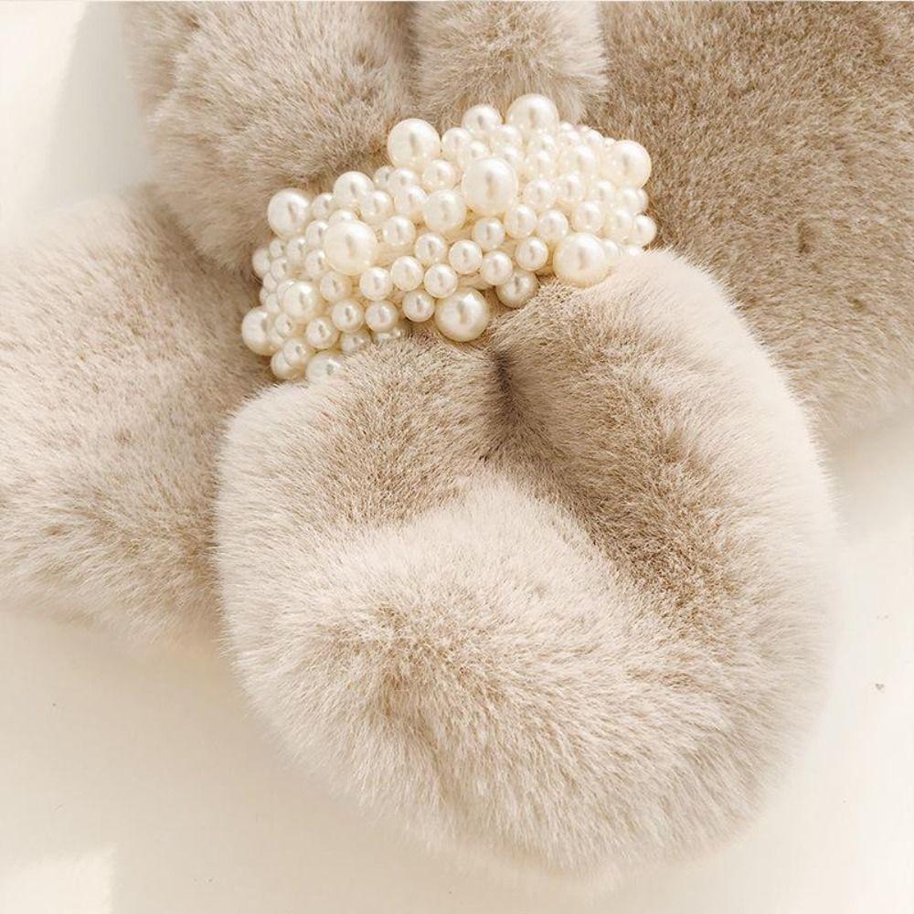 Elegant Winter Warm Faux Rabbit Fur Plush Cross Scarf Neck Warmer Solid Color Neckerchief Wrap