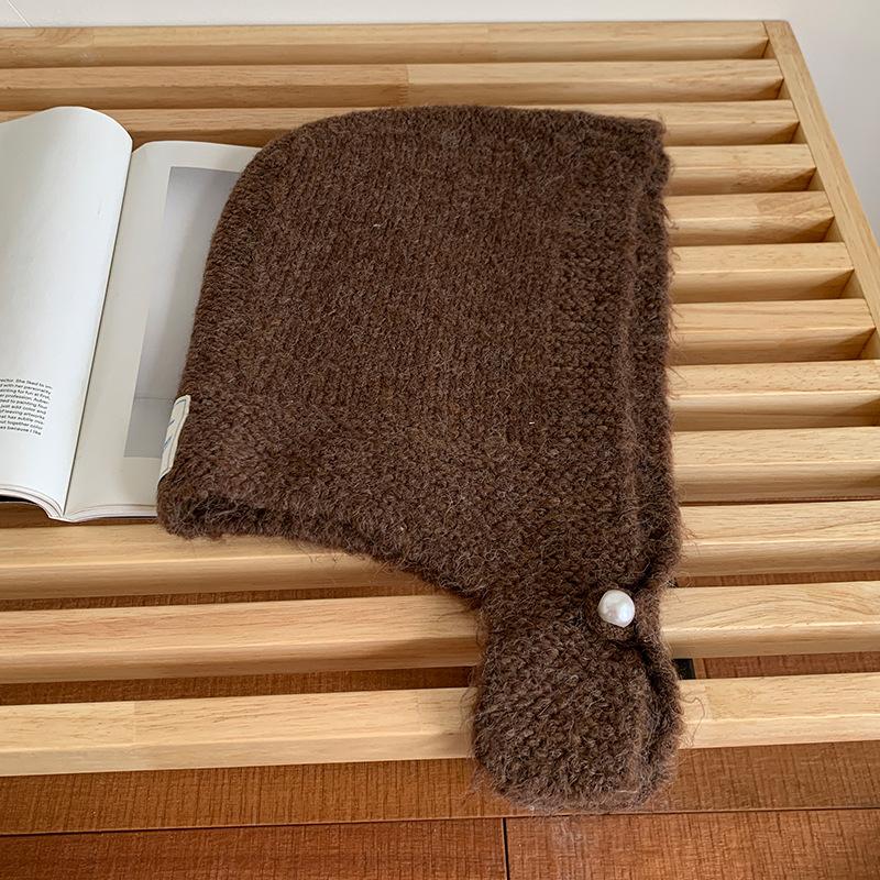 Новогодний красный шарф-шапка Цельный женский зимний в корейском стиле Теплая вязаная шерстяная шапка Защищающая уши балаклава