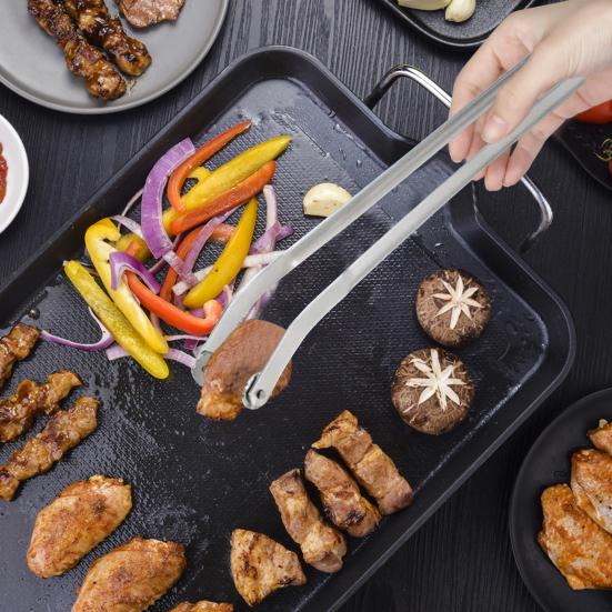 1/2/3Pcs BBQ Handle Flipping Tongs Stainless Steel Grilling Kitchen Cooking Tongs for Sausage Long BBQ Tongs for Turning