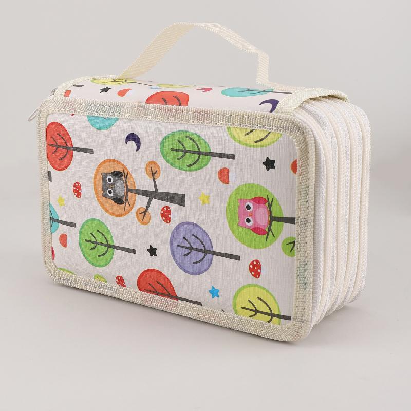 Custom 4-Layer Kawaii Canvas Pencil Case Good Selling Multifunctional School Pencil Box Fabric Multifunctional Art Pouch