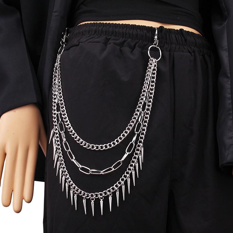 Hip-hop Punk Metal Rivet Pants Chain for Women Men Trend Decoration Multi-layer Jeans Accessories