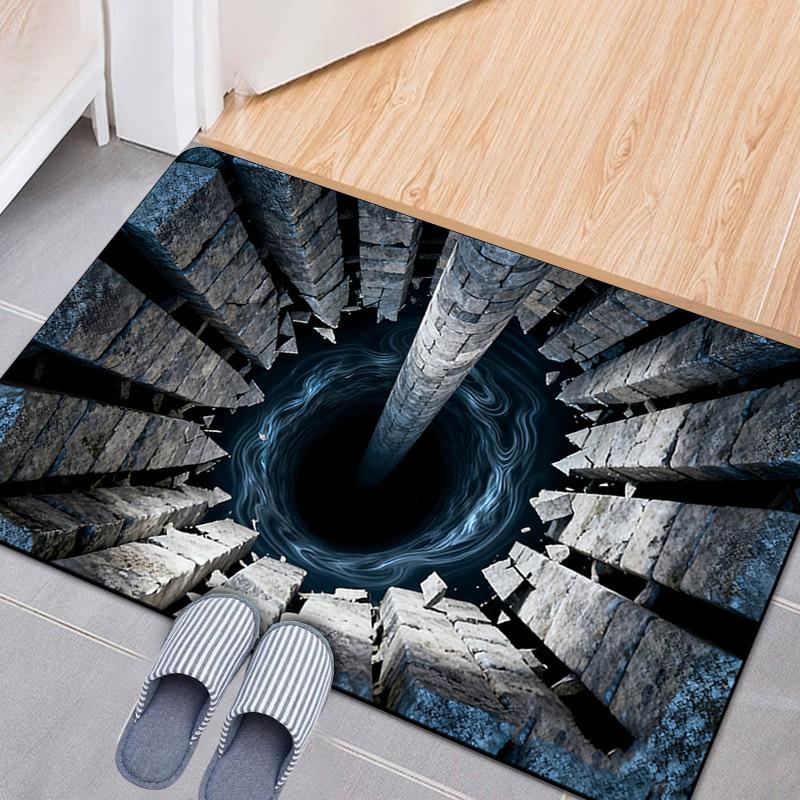 3D стереоскопический напольный коврик из кристаллического бархата для прихожей - грязеотталкивающий и простой в уходе.