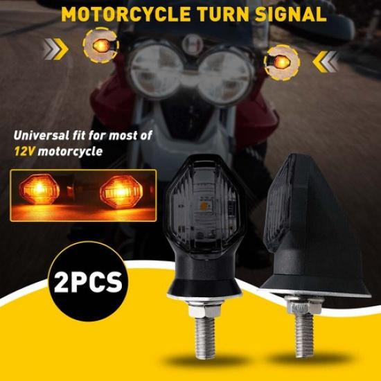 Mini LED Motorcycle Turn Signal Blinker Indicator Amber Light For Suzuki Honda
