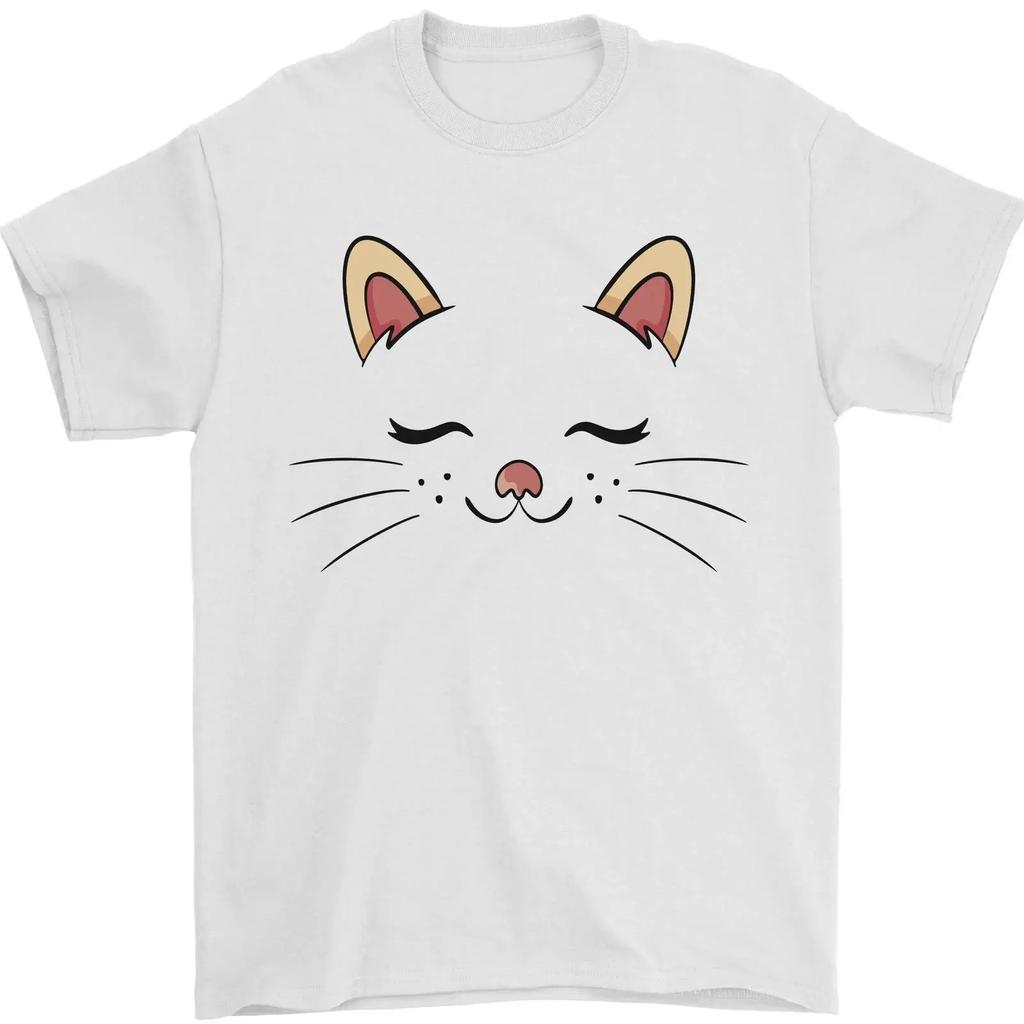 Niedliches Herren T Shirt Mit Katzengesicht 100 Baumwolle Vintage Fashion Stylish Top For Everyday Wear Streetwear Homme