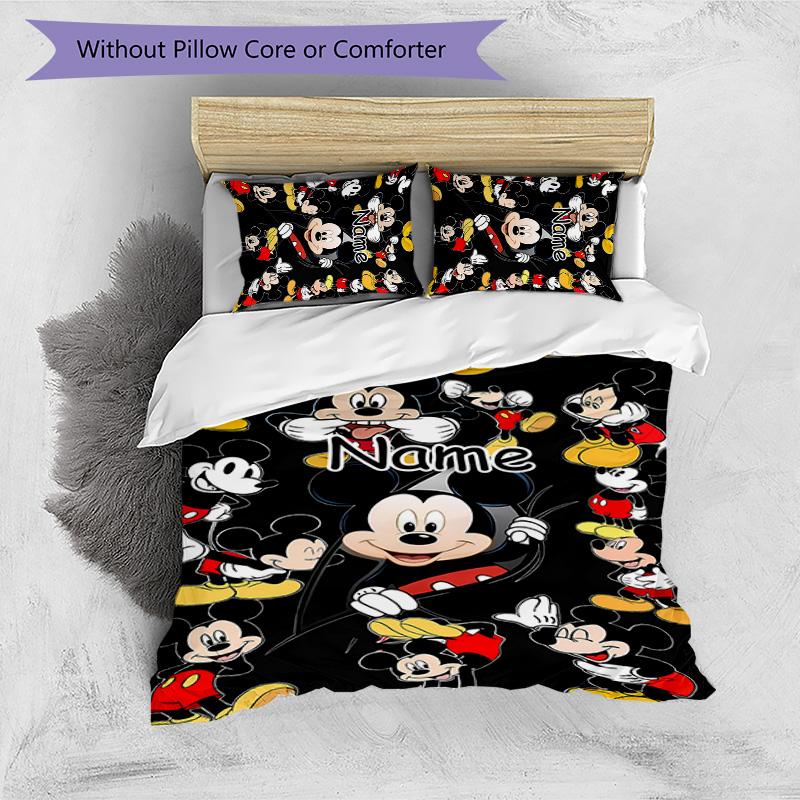 3pcs Mickey2 Cover Set - Personalized Name, HD Printed Bedding with 1 Cover and 2 Pillowcases - Perfect for Home Decor, Easy Care