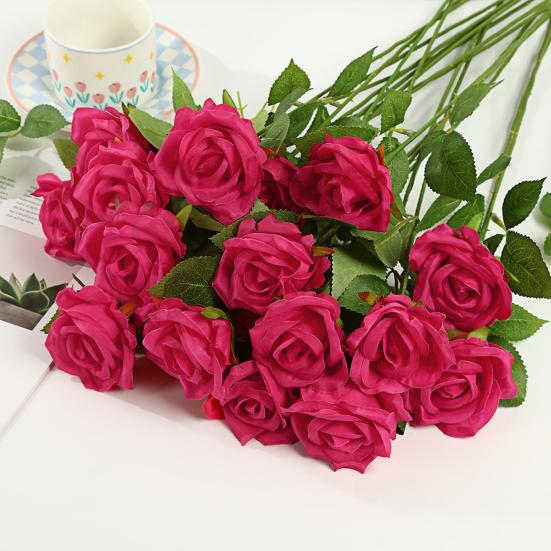 Искусственный цветок розы Реалистичная роза на длинном стебле Букет из искусственных шелковых роз на День святого Валентина Для дома Свадьбы Вечеринки Центральная композиция Цветочная композиция