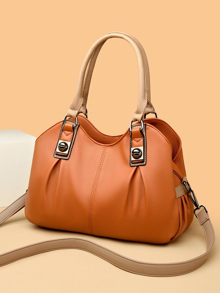 Fashion Soft Leather Handbag Large Capacity Women'S Bag Women'S Shoulder Messenger Bag Leather Texture