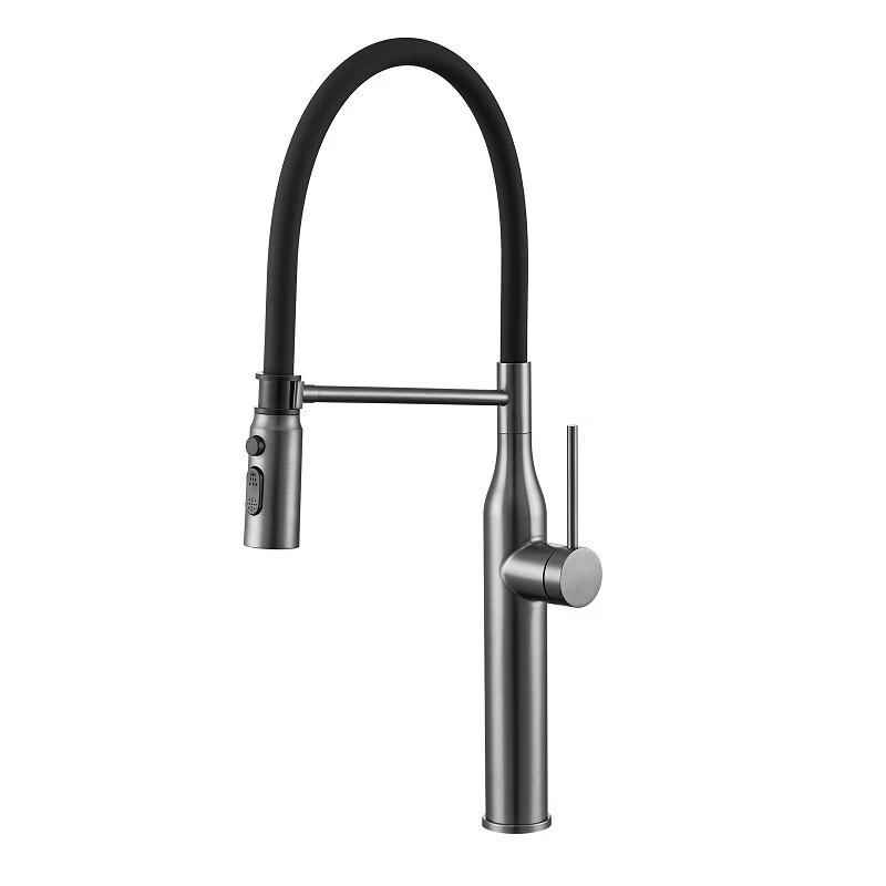 Gun Grey Telescopic Rotary Kitchen Faucet