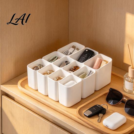 Electronics Accessory Case 11 Compartment Data Cable Storage Box Space Saving Drawer Bin Plastic Organizer USB Cables Chargers Keeper for