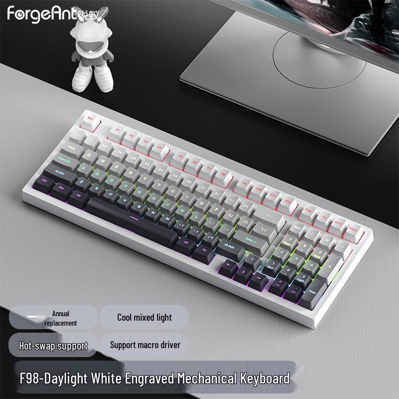 Проводная механическая клавиатура RuiYi F98 с 98 клавишами, с возможностью горячей замены, с боковой печатью, с защитой от залипания всех клавиш, для офиса/игр.