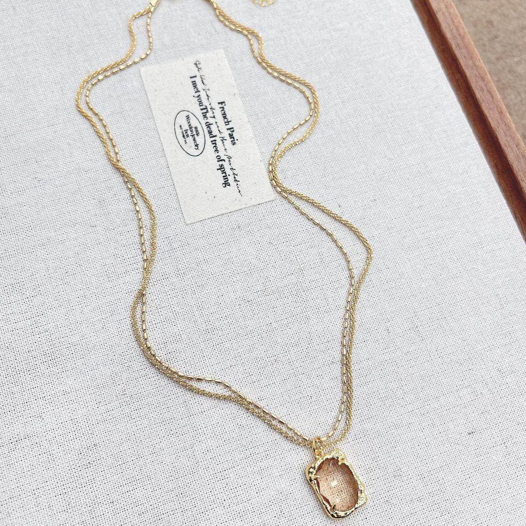 Ожерелье с подвеской «Двойной кристалл Майяра»: Осенне-зимняя ретро-цепочка для свитера высокого класса с нишевым универсальным дизайном ключицы