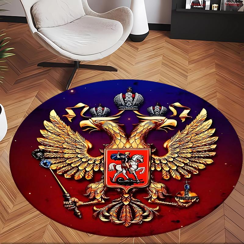 Russian Double Headed Eagle (1) Round Office Rug Decorative Floor Rug for Office Bedroom Living Room and Home Space