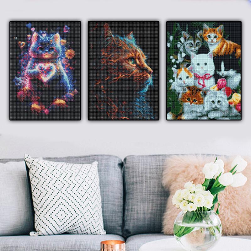 5D Алмазная картина Полный Алмазный кот Алмазная картина Ручная работа Diy Алмазная мозаика Картина Украшение дома