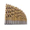 19pcs High Speed Steel Titanium Coated Twist Drill Bit Set 110mm Straight Shank