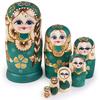Nesting Dolls Matryoshka Wooden Stacking Nested Set 7 Pcs Handmade Toys for Kids Children Christmas Mother's Day Birthday Home Room Decoration